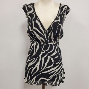 Blue Diamond Womens‎ Y2K Animal Print Babydoll Top Size XL Black Event Occasion